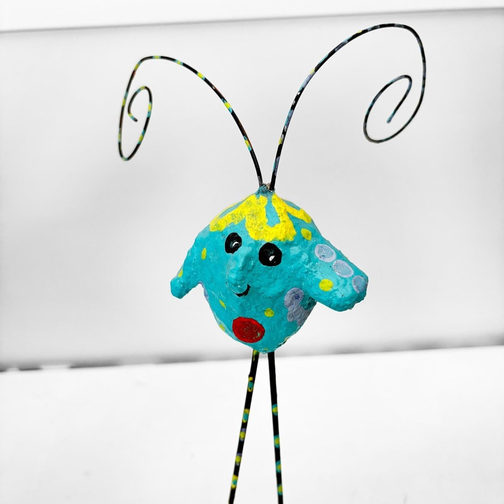Barbara Bird of Pair-A-Stix Paper Mache Sculpture Whimsical Folk Art Turquoise